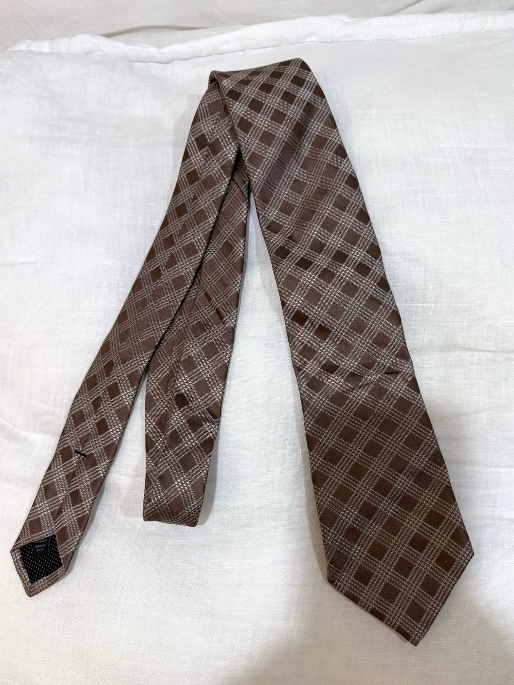 Michael Kors Brown Plaid Silk Tie